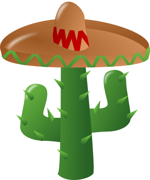 Wearing a sombrero clip. Cactus clipart fiesta
