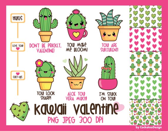Cactus clipart kawaii.  off valentine
