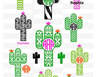 Cactus clipart monogram. Etsy 