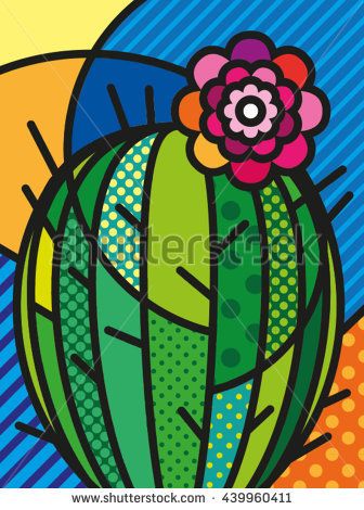 Modern vector illustration for. Cactus clipart pop art