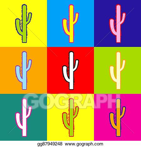 Clip vector simple icon. Cactus clipart pop art