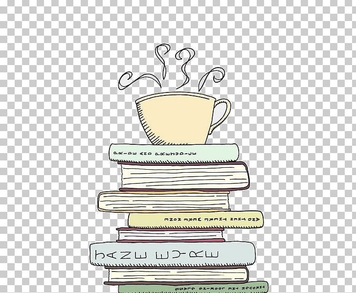 Tea coffee book drawing. Clipart books cafe