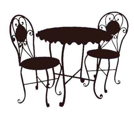 Cafe furniture set black. Clipart restaurant bistro