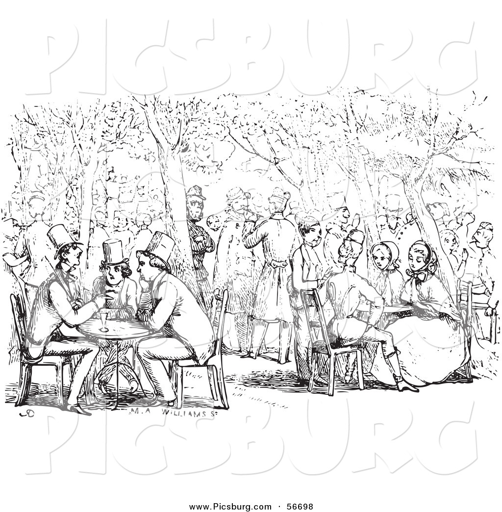 Clip art of a. Cafe clipart crowded