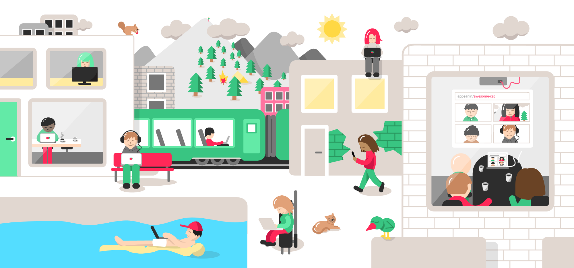 Working remotely part time. Cafe clipart crowded