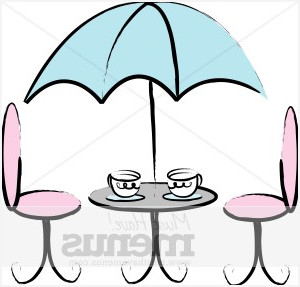 Patio side charming light. Cafe clipart umbrella table