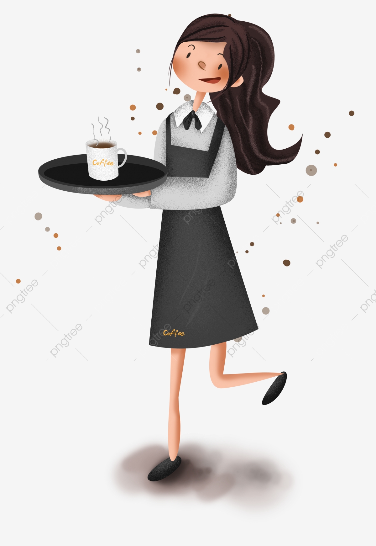 Waitress clipart coffee. Waiter hot cappuccino female