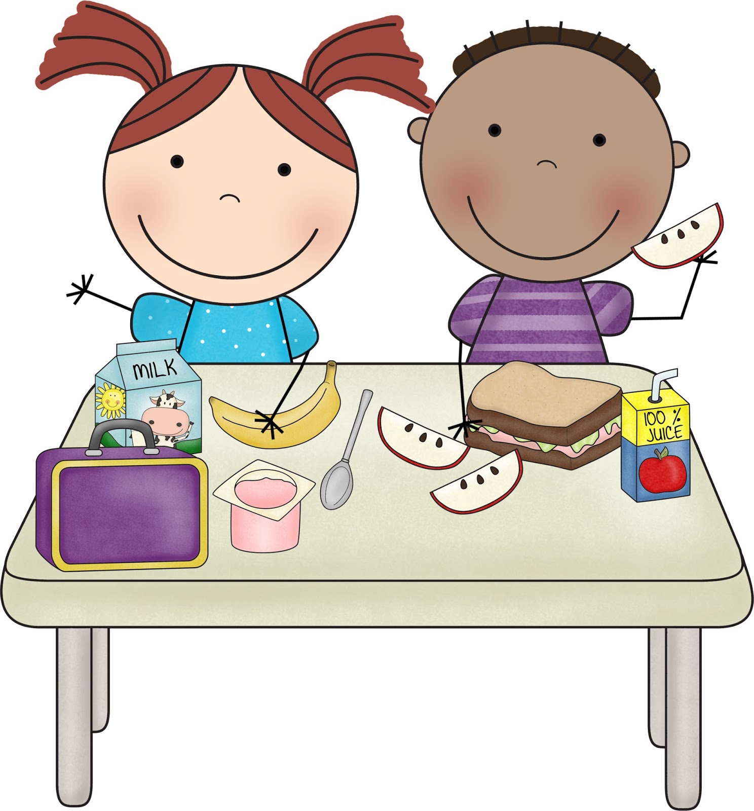 eat clipart school lunch table