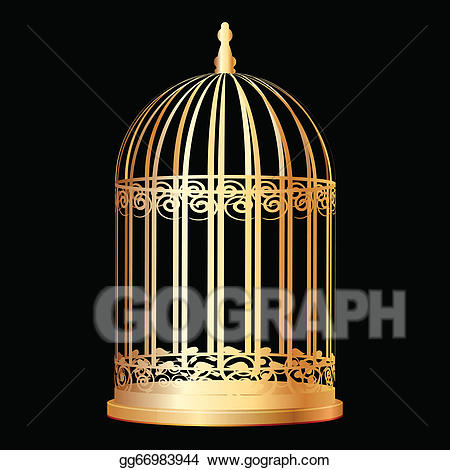 cage clipart gold bird