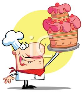 Cake clipart baker. A cartoon of with