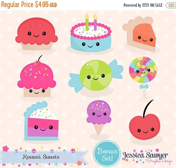 Instant download and vectors. Cake clipart kawaii