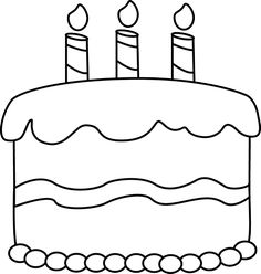Cake clipart outline. Black and white birthday
