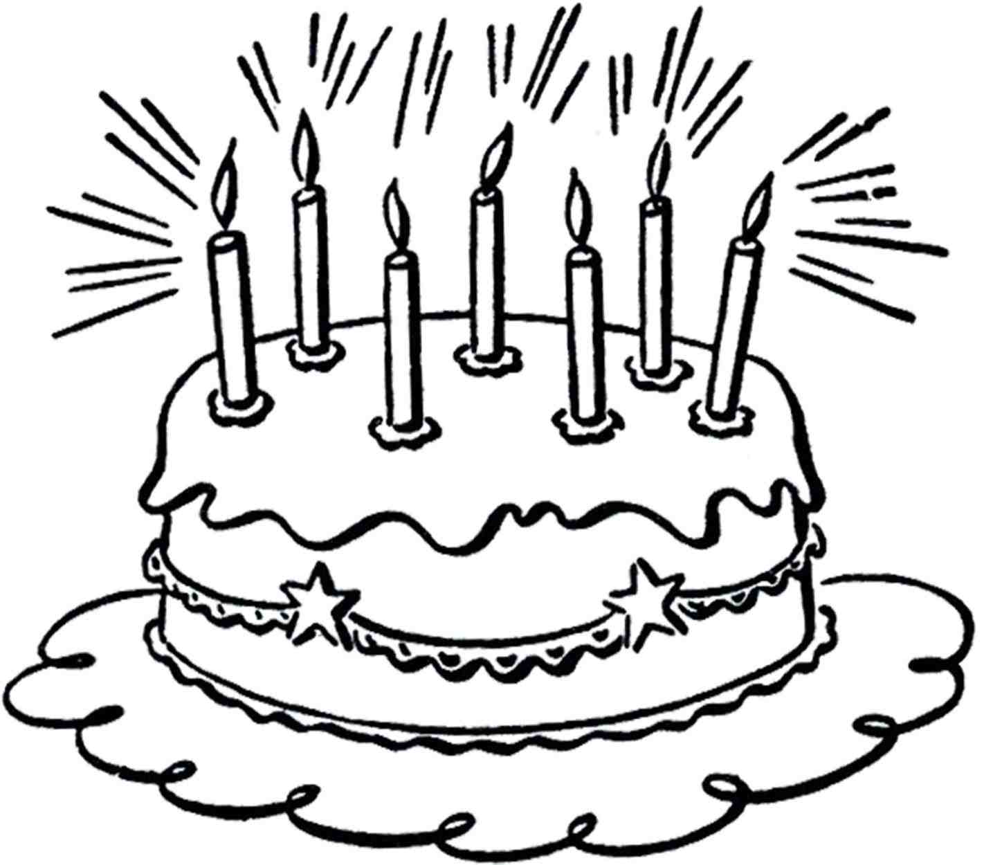 Cake clipart outline. Birthday pencil drawing at