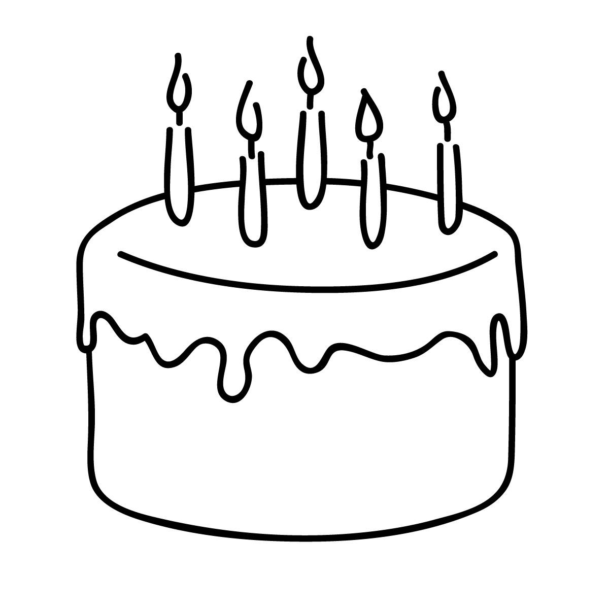 Happy birthday black and. Cake clipart outline