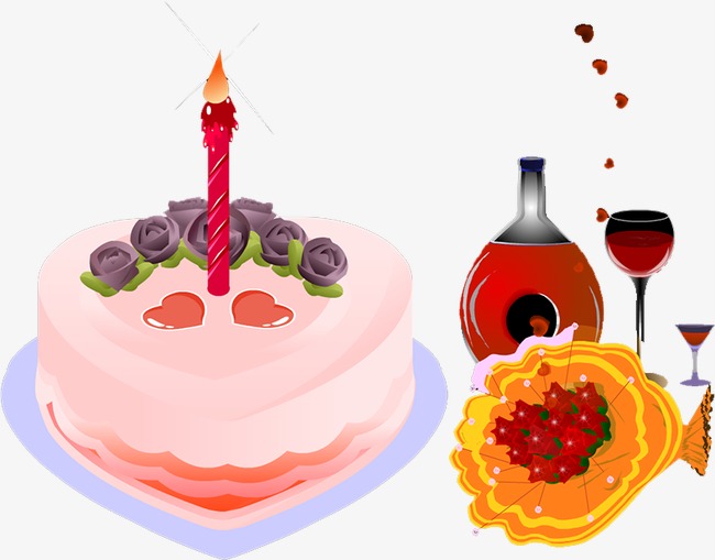 Clipart cake wine. Red flowers png image