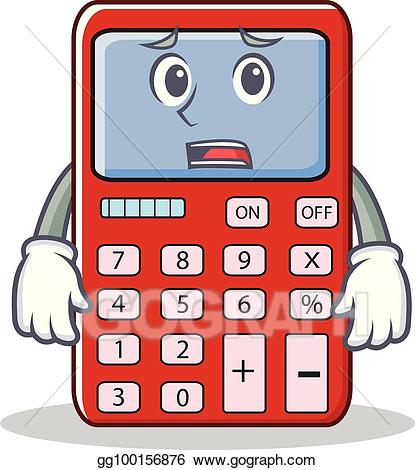 Vector stock afraid character. Calculator clipart cute