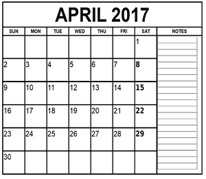calendar clipart april 2017