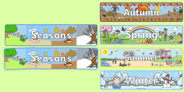 Calendar clipart seasons. Four display banners season