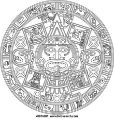 Calendar clipart sketch. Stylized aztec raster version