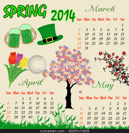 Calendar clipart spring. For stock vector 