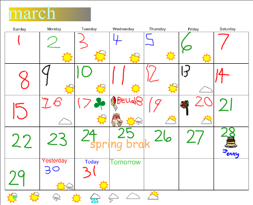 calendar clipart student