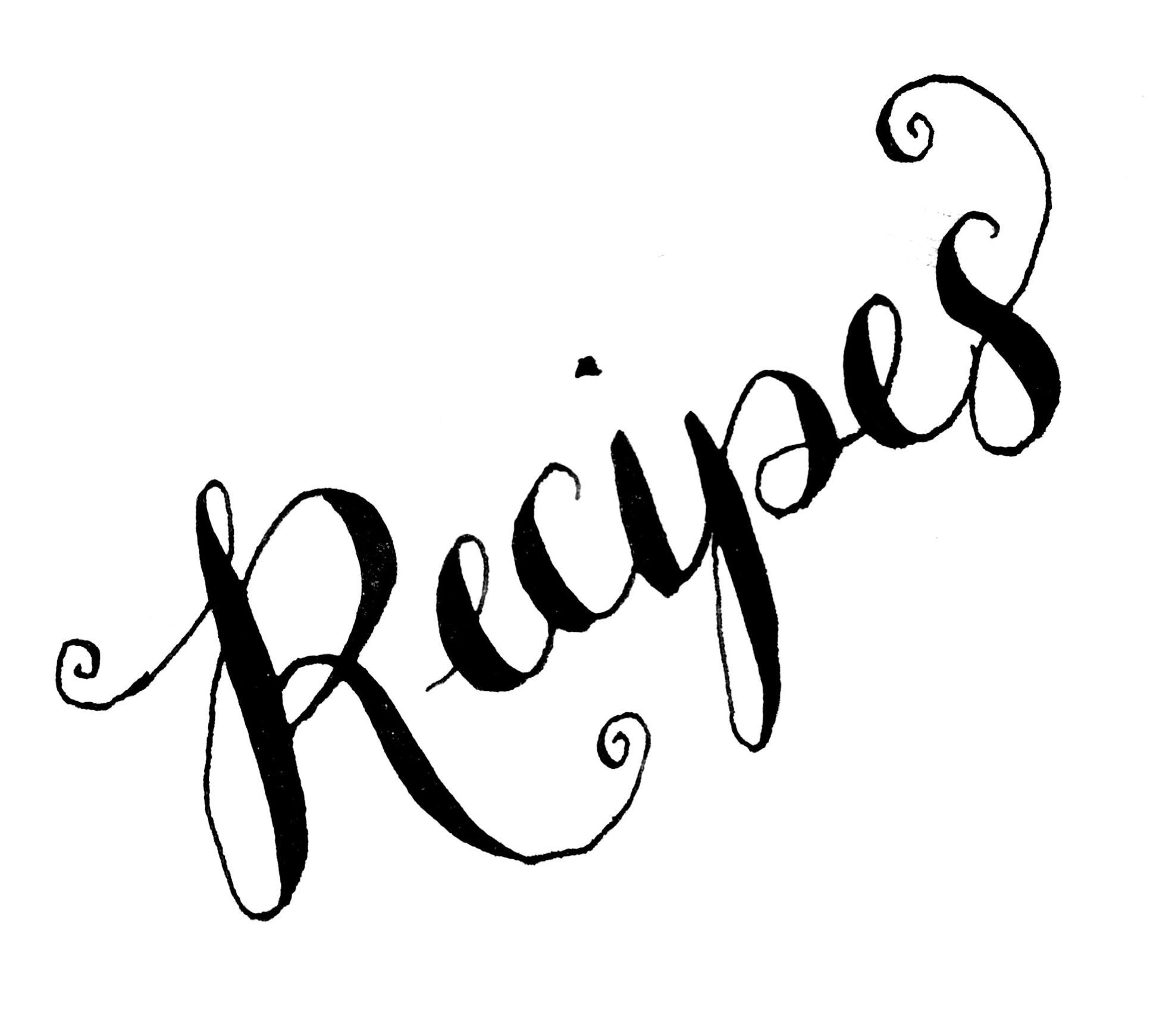 Recipes calligraphy by claire. Cookbook clipart recipe word