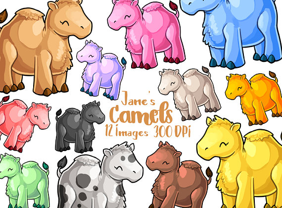 Kawaii camels cute download. Camel clipart colorful