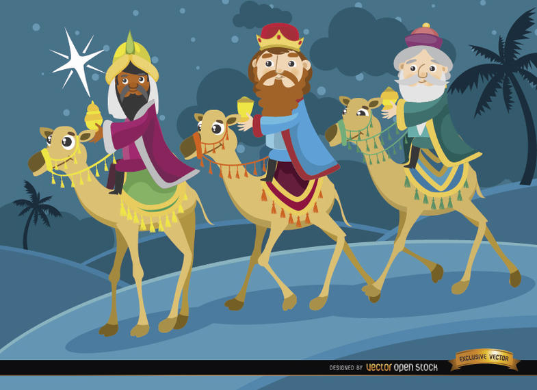 Three wise men camels. Camel clipart journey