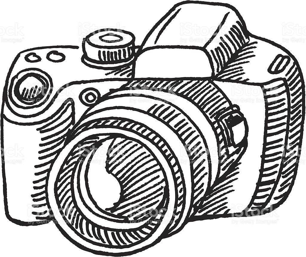 Clipart camera royalty free. Hand drawn vector sketch