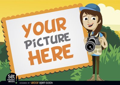 Camera clipart camera frame. Free picture with girl