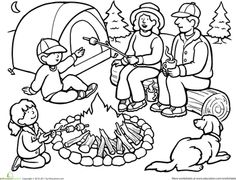 camp clipart black and white