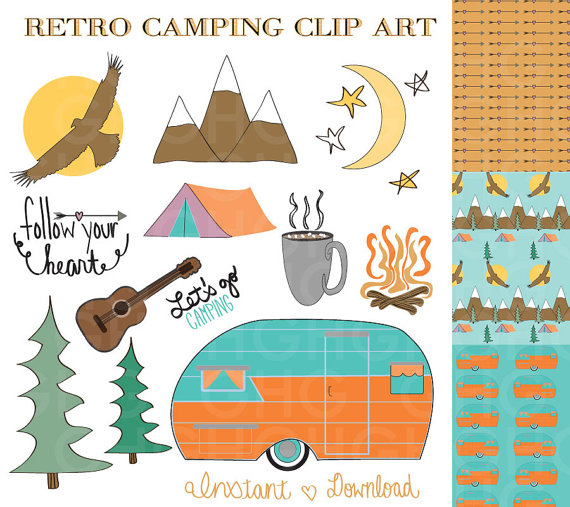 retro clipart camp