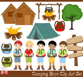 Camping boys. Camp Clipart.