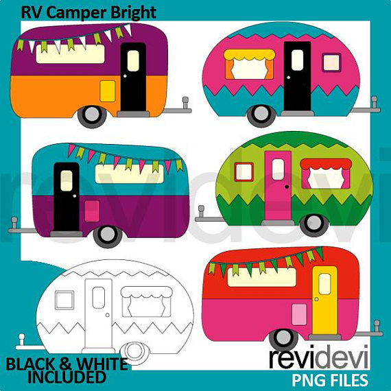Camper clipart camping. Happy rv caravan clip