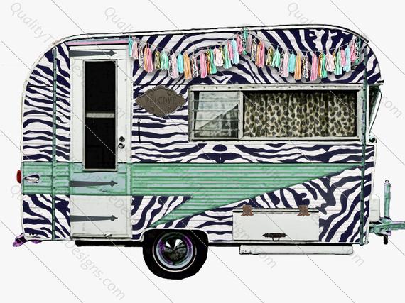 Camper clipart clip art. Blue zebra print leopard