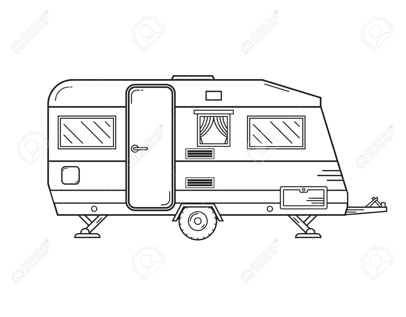 camper clipart sketch