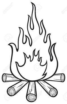 campfire clipart black and white