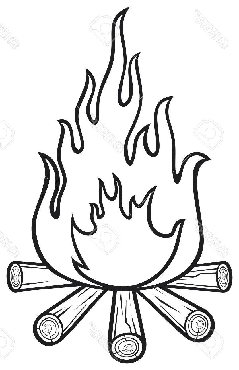 campfire clipart black and white