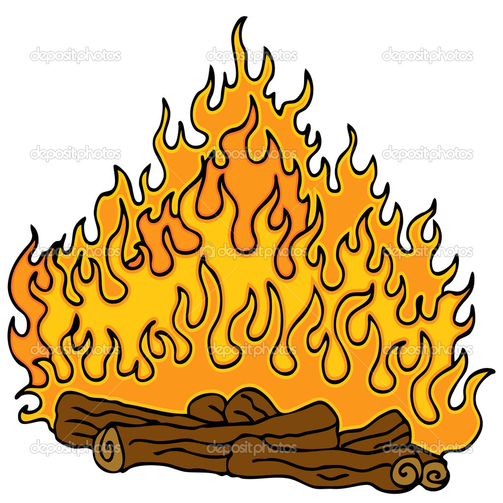 Bonfire fireplace cartoon with. Campfire clipart fire log