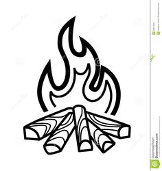 campfire clipart line art
