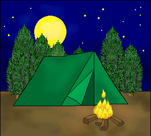 clipart tent day night scene