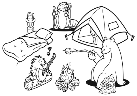 camping clipart black and white