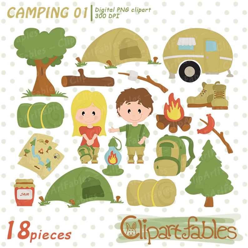 camping clipart cute