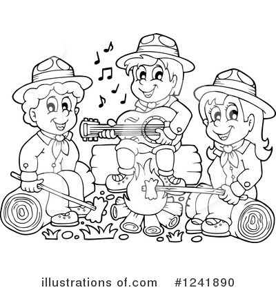 camping clipart line art