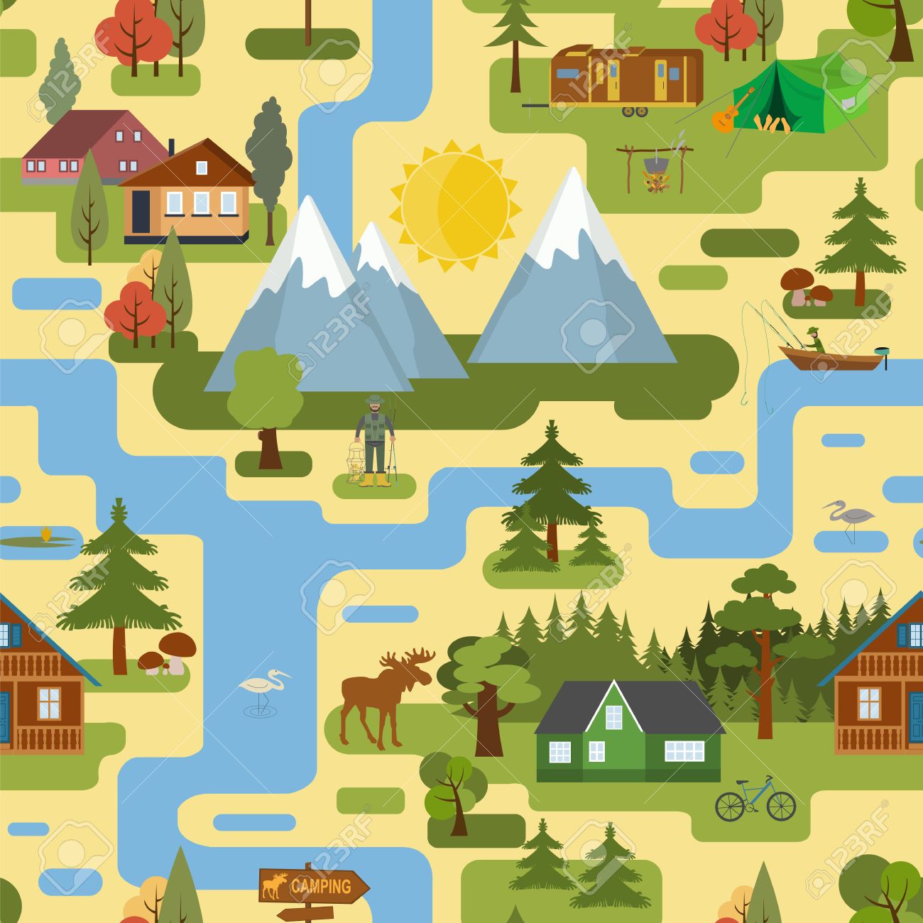 camping clipart map