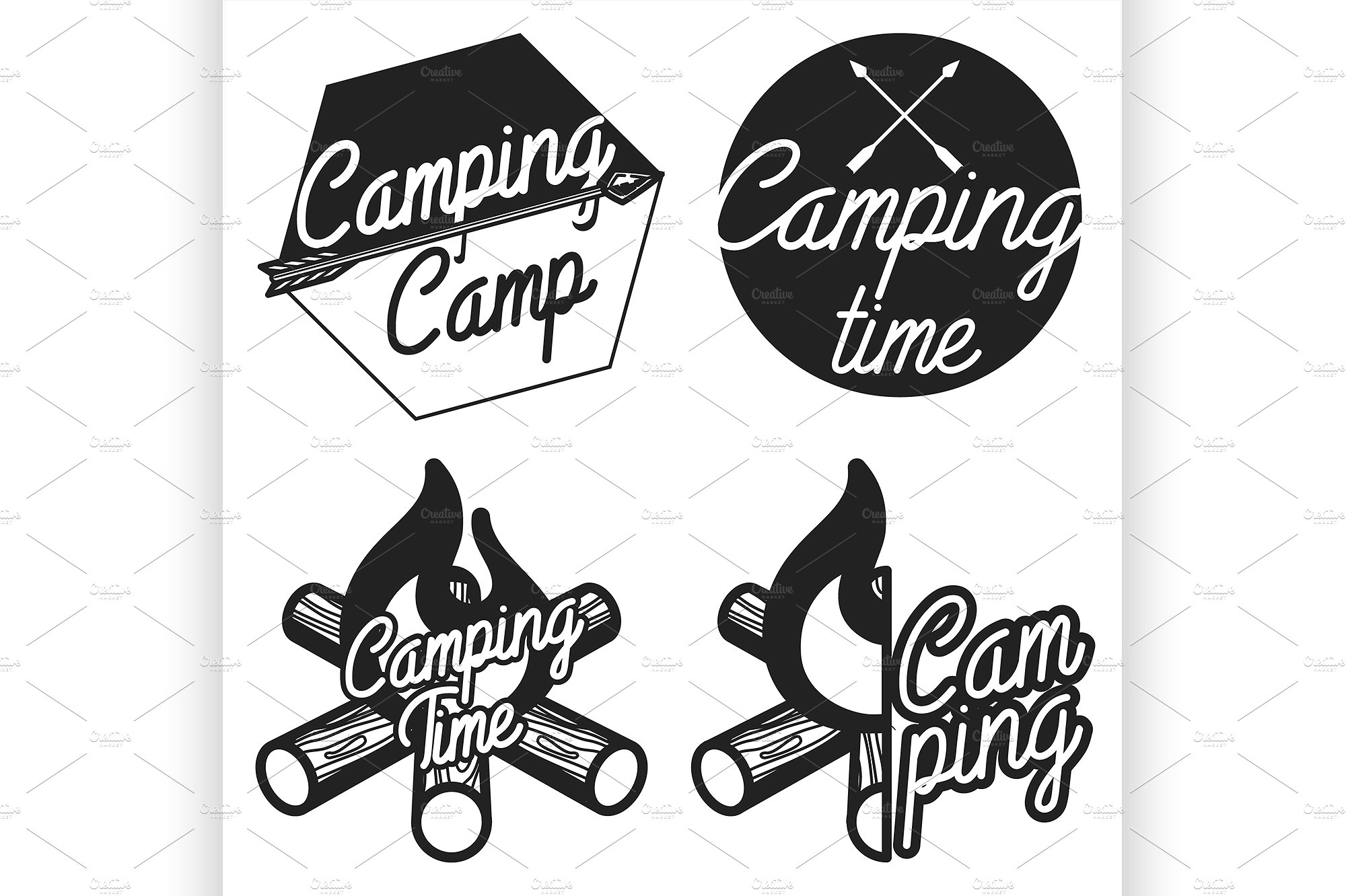 camping clipart retro