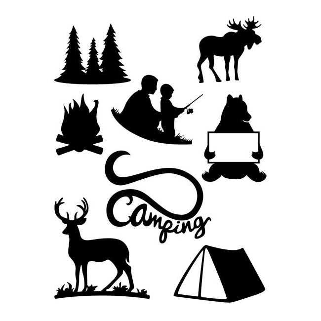 camping clipart silhouette