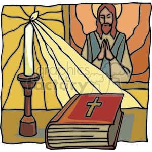 Candle clipart bible. Royalty free jesus praying