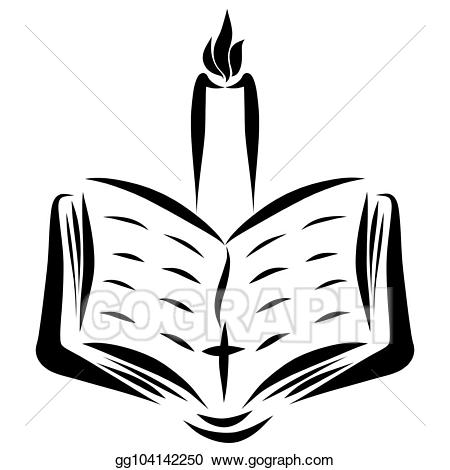 An open with a. Candle clipart bible