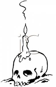 Cartoon of a with. Clipart skull candle